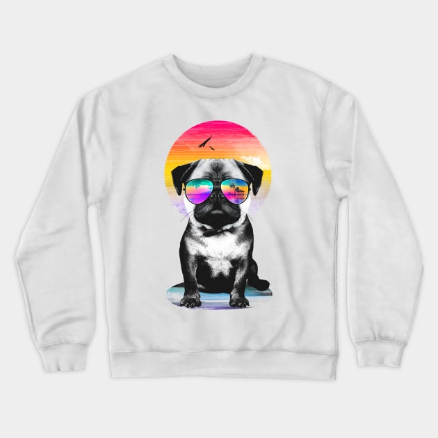 Summer Pug Crewneck Sweatshirt by clingcling